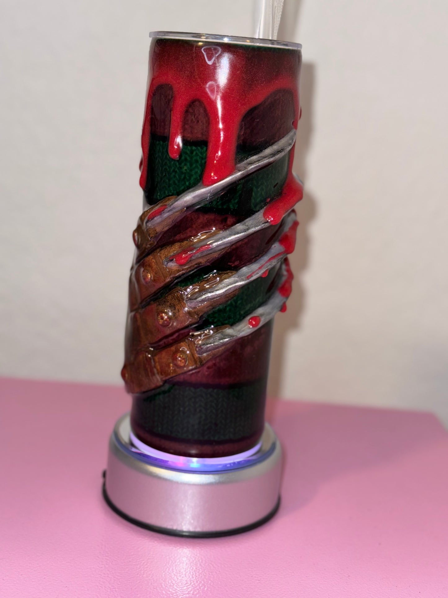 3D Freddy Krueger Knifed Hand 20oz Horror Tumbler - Custom Nightmare on Elm Street Drinkware