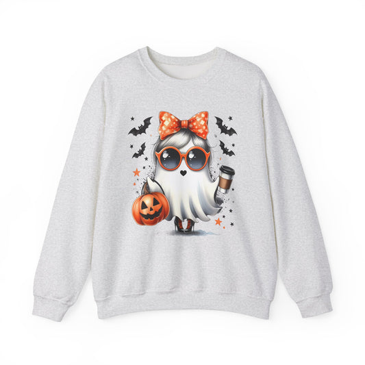 Unisex Heavy Blend™ Crewneck Sweatshirt with Cute Boojee Ghost