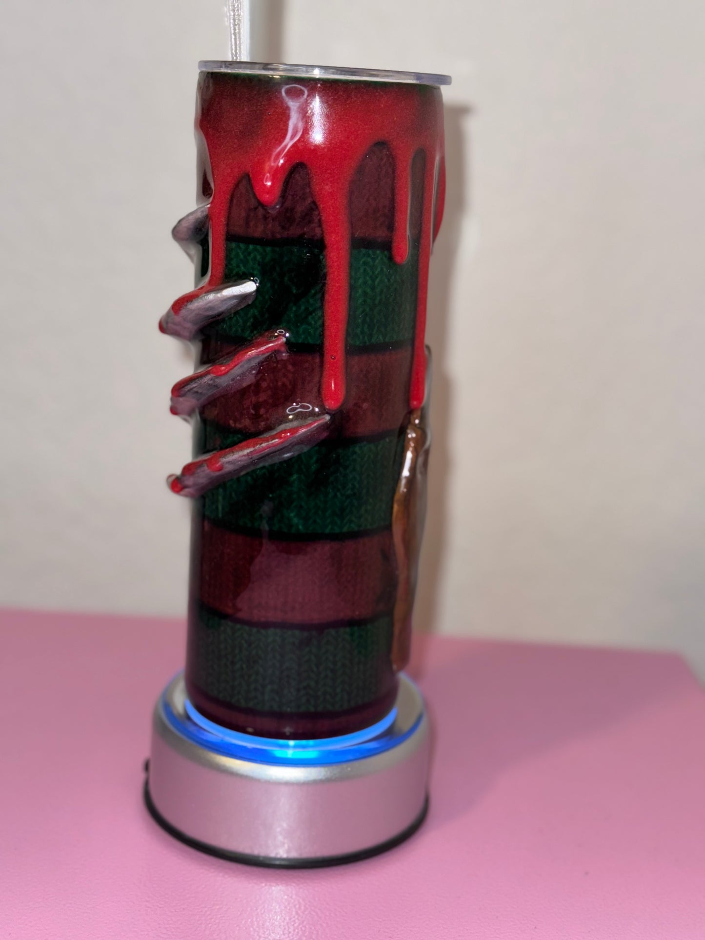 3D Freddy Krueger Knifed Hand 20oz Horror Tumbler - Custom Nightmare on Elm Street Drinkware