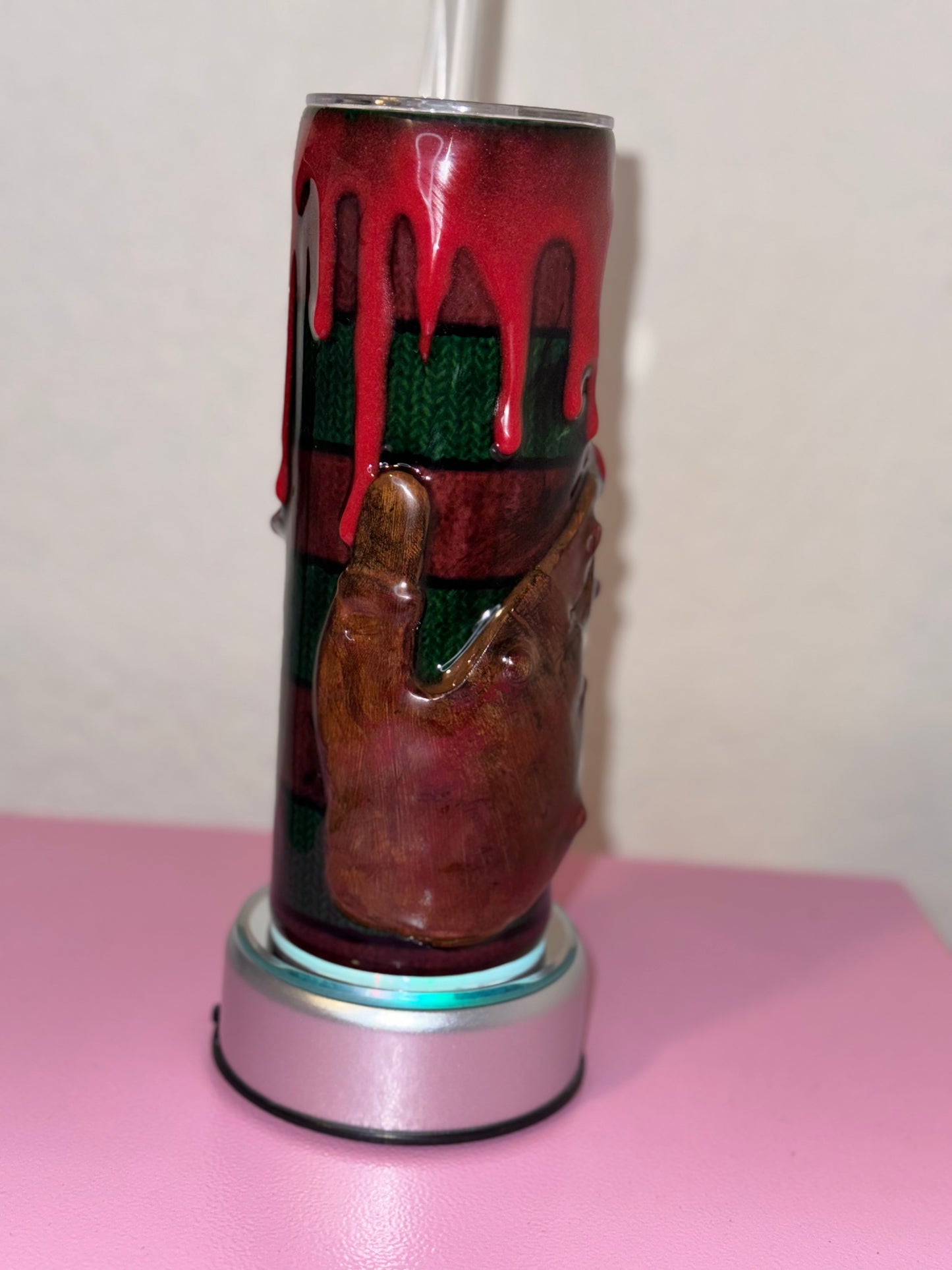 3D Freddy Krueger Knifed Hand 20oz Horror Tumbler - Custom Nightmare on Elm Street Drinkware