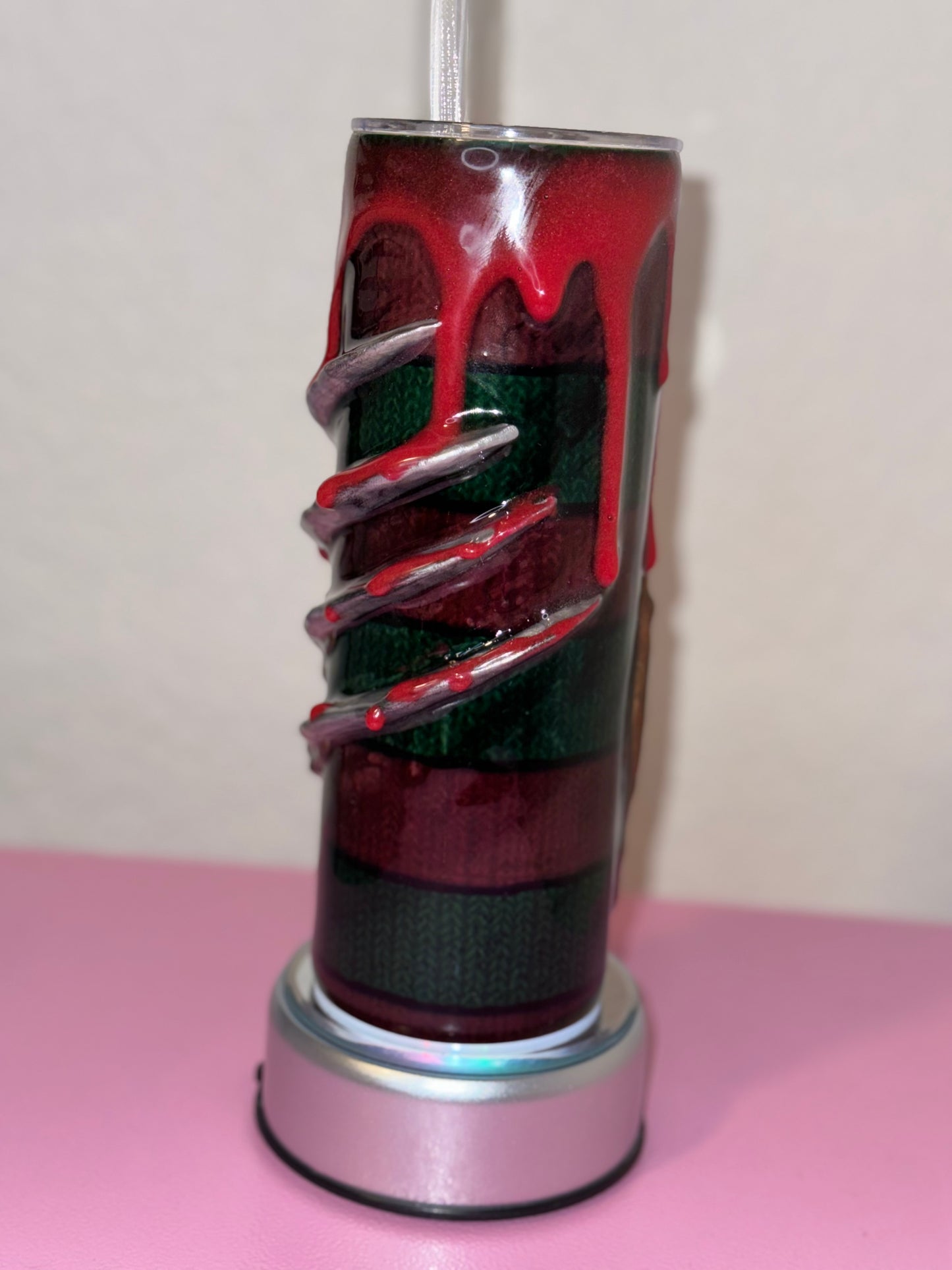 3D Freddy Krueger Knifed Hand 20oz Horror Tumbler - Custom Nightmare on Elm Street Drinkware