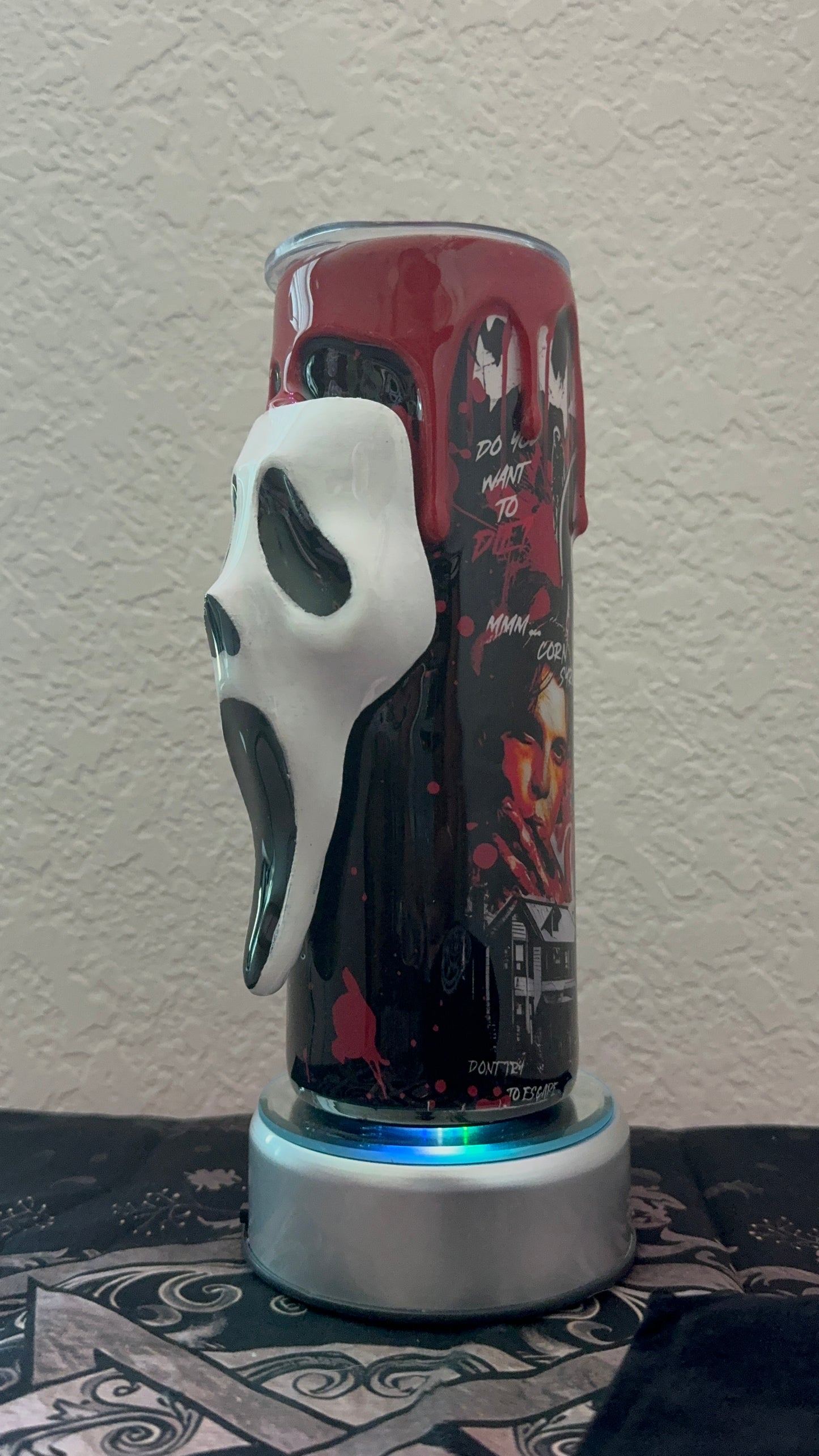 Scream Movie 20oz Tumbler with Hand Sculpted 3D Ghostface Mask