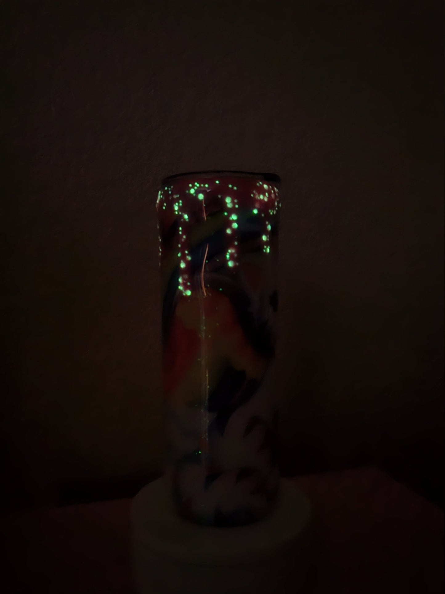 90's L Frank Inspired Tumbler with Pink Drips made with Glow In The Dark Glitter