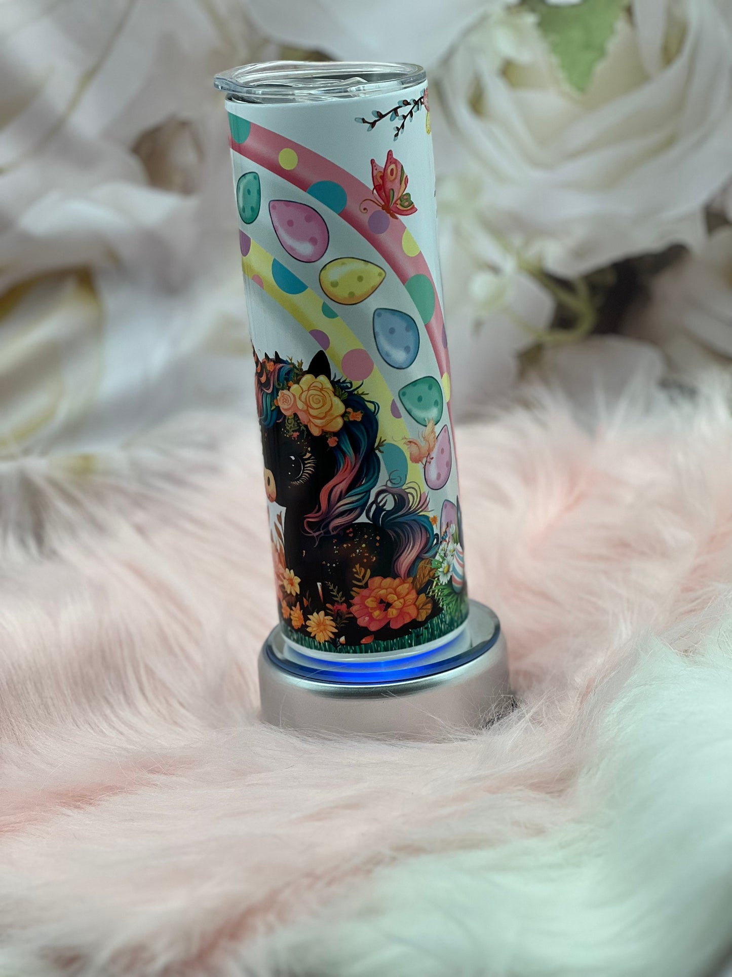 Easter Unicorn with Cute Rainbow 20oz Tumbler