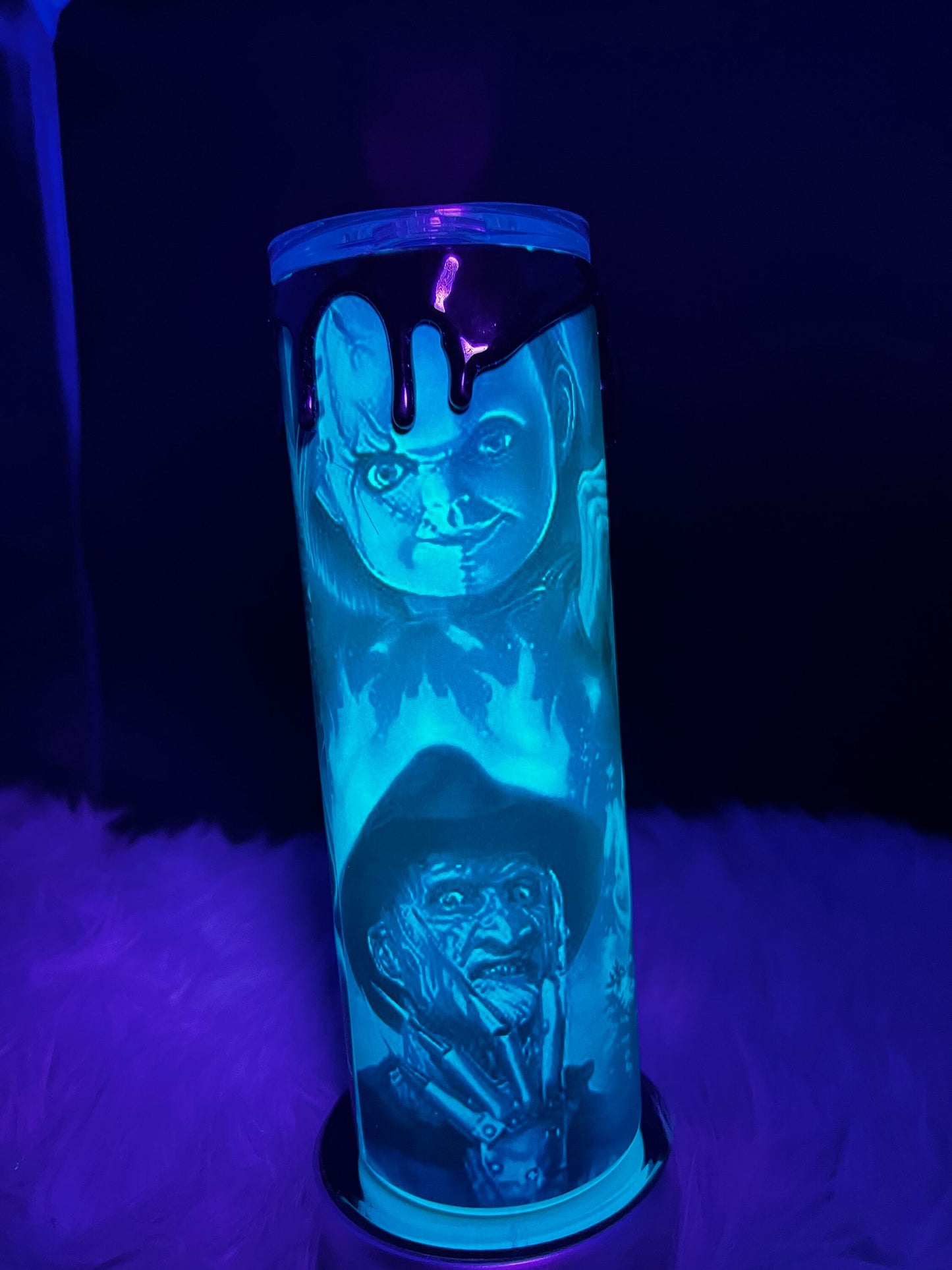 Glow-in-the-Dark Horror Legends 20oz Stainless Steel Tumbler - Scary movies - Halloween Tumbler