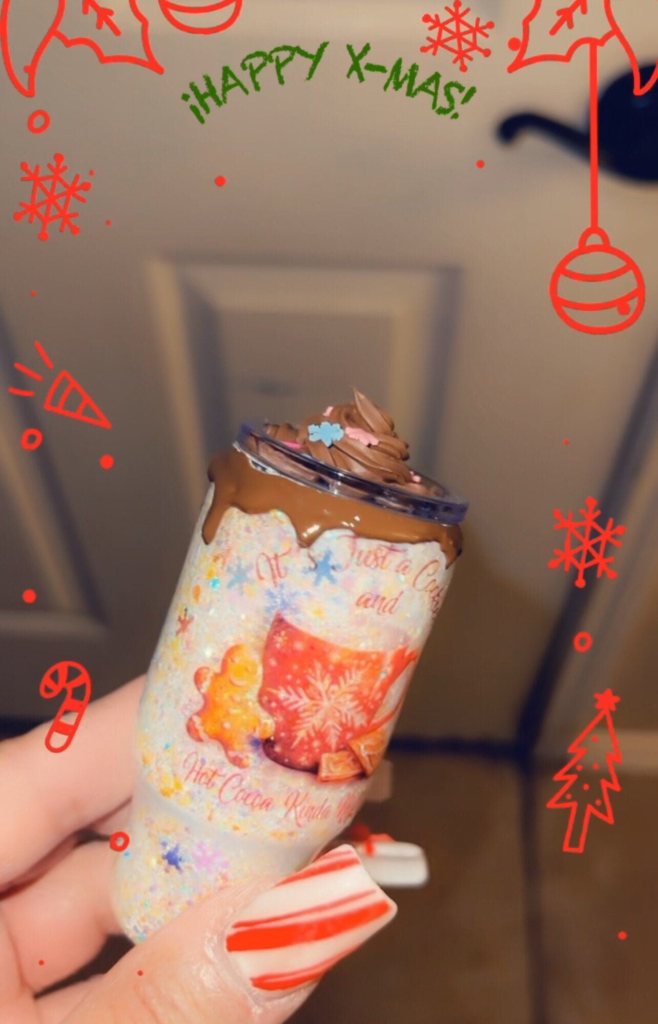 Delightful 2oz Mini Glittered Tumbler with faux whipped cream and sprinkles.