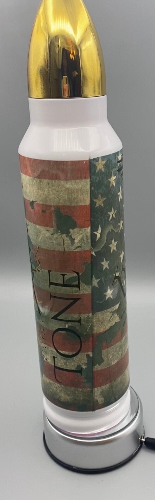 Personalized Patriotic 32oz Bullet On Point Tumbler with distressed American flag, Eagle and We The People.