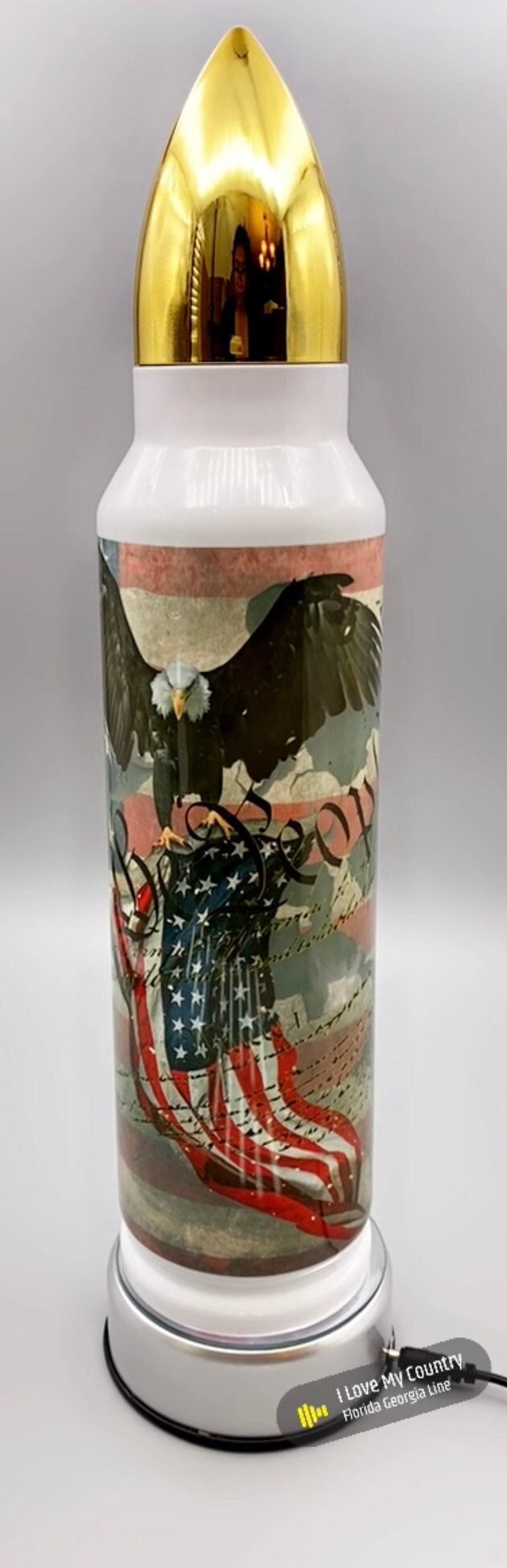 Personalized Patriotic 32oz Bullet On Point Tumbler with distressed American flag, Eagle and We The People.